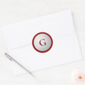 Sticker Rond Balle de golf de Crimson Red Monogram (Enveloppe)
