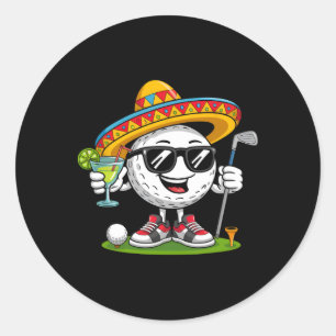 Sticker Rond Balle de golf drôle Cinco De Mayo avec sombrero Ma