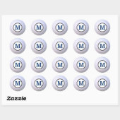 Sticker Rond Balle de golf personnalisable Monogramme bleu (Feuille)