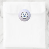 Sticker Rond Balle de golf personnalisable Monogramme bleu (Sac)