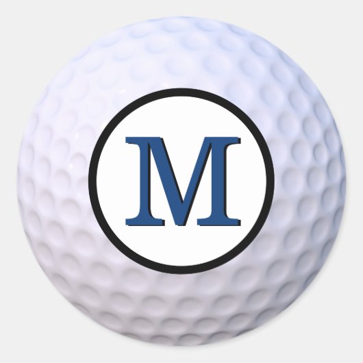 Sticker Rond Balle de golf personnalisable Monogramme bleu (Devant)