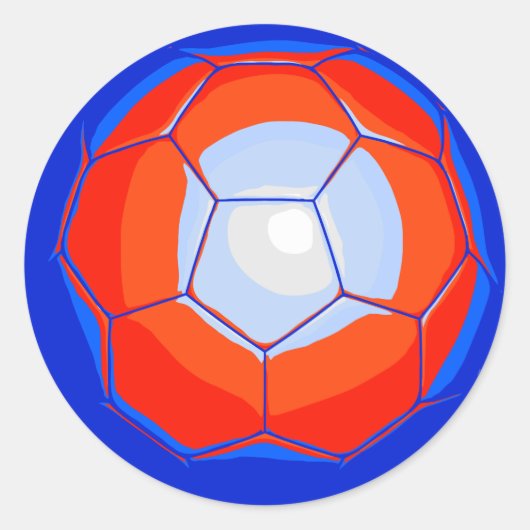 Sticker Rond Balle de soccer bleu orange (Devant)
