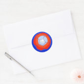 Sticker Rond Balle de soccer bleu orange (Enveloppe)