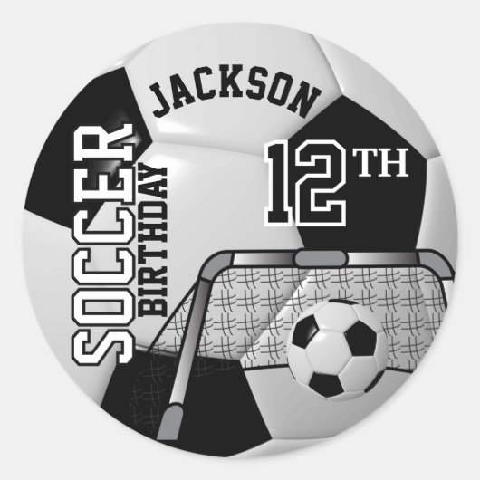 Sticker Rond Balle de soccer noir et blanc (Devant)