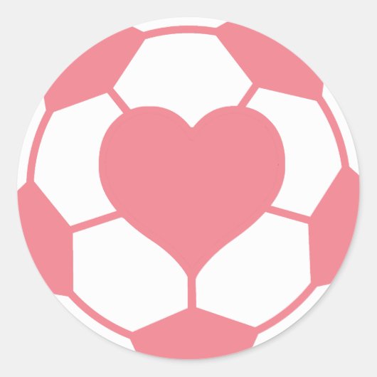 Sticker Rond Balle de soccer rose avec coeur (Devant)