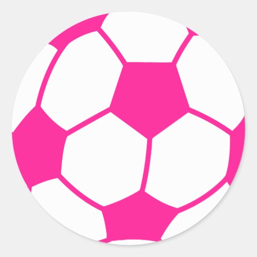 Sticker Rond Balle de soccer rose chaud (Devant)