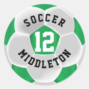 Sticker Rond Balle de sport de football vert et blanc