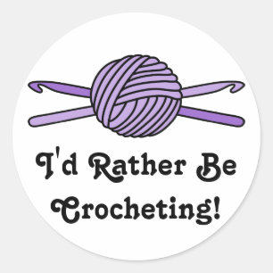Sticker Rond Balle violette de fils et crochets Crochet