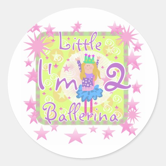 Sticker Rond Ballerina 2e Anniversaire Tshirts et cadeaux (Devant)