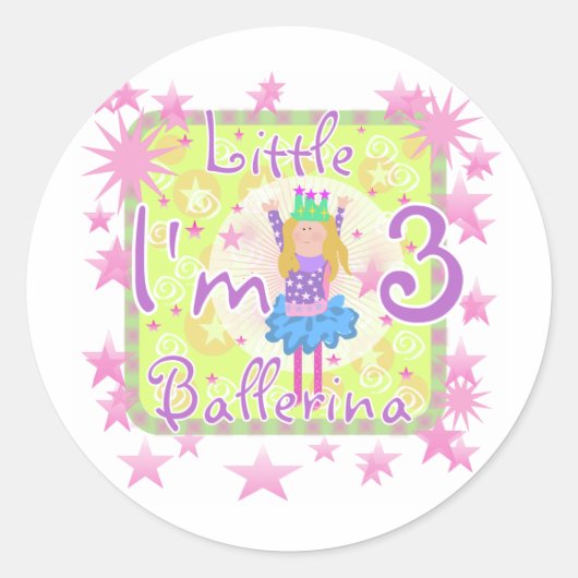 Sticker Rond Ballerina 3e Anniversaire Tshirts et cadeaux (Devant)
