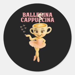 Sticker Rond Ballerina Cappuccina Italien Brainrot mème Kids Gi