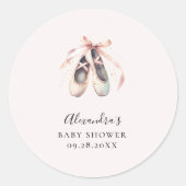 Sticker Rond Ballerina Chaussures Bow rose or bébé fille douche (Devant)