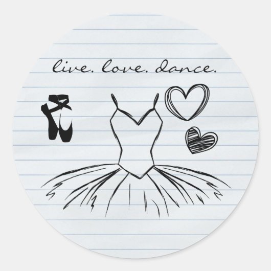 Sticker Rond Ballerina Dance Doodles et papier Carnet (Devant)
