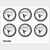 Sticker Rond Ballerina Dancing with Music Notes (Feuille)