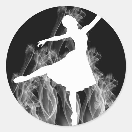Sticker Rond Ballerina de fumée sur noir (Devant)