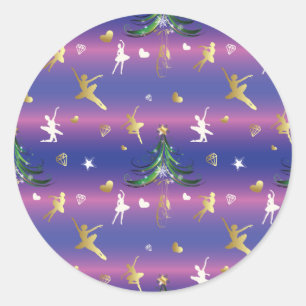 Sticker Rond Ballerina de Noël - Danseur de ballet