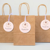 Sticker Rond Ballerina Girl en Robe rose Baby shower d'annivers