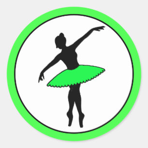 Sticker Rond Ballerina Neon Danseur de ballet Silhouette Green