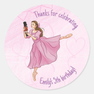Sticker Rond Ballerina Nutcracker Anniversaire - Nom personnali