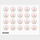 Sticker Rond Ballerina Nutcracker Rose Girl Anniversaire Cupcak (Feuille)