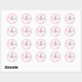 Sticker Rond Ballerina Nutcracker Rose Girl Anniversaire Cupcak (Feuille)