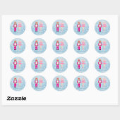 Sticker Rond Ballerina & Nutcracker sur le bleu de Noël (Feuille)