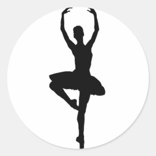 Sticker Rond BALLERINA PIROUETTE (silhouette de danse de ballet