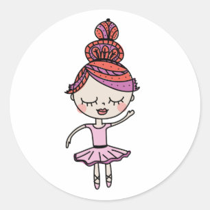 Sticker Rond Ballerina rose
