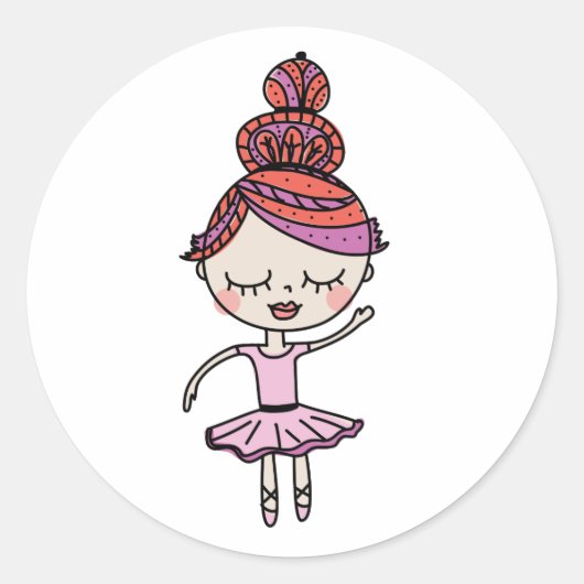 Sticker Rond Ballerina rose (Devant)