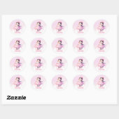 Sticker Rond Ballerina rose pingouin mignonne (Feuille)