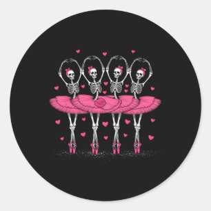 Sticker Rond Ballerina Skeleton Dance Funny Halloween Ballet