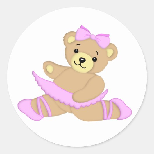 Sticker Rond Ballerina Teddy Bear (Devant)