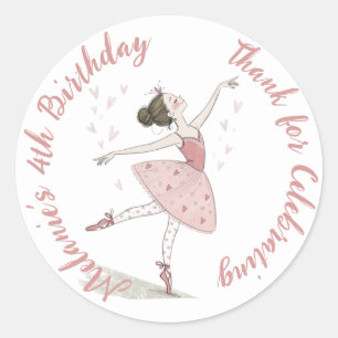Sticker Rond ballerina tutu fête d'anniversaire