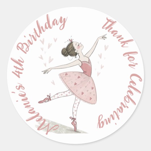 Sticker Rond ballerina tutu fête d'anniversaire (Devant)