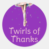 Sticker Rond Ballerina Tutu, Mignonne Danse Rose Sur Violet (Devant)
