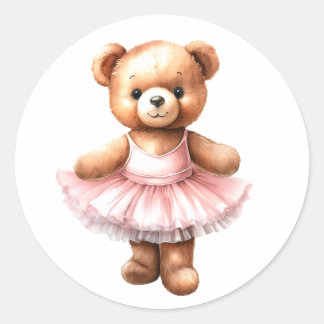 Sticker Rond Ballerine de danse de l'ours en peluche