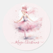 Sticker Rond ballerine de noix rose (Devant)
