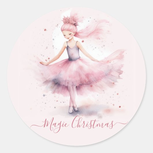 Sticker Rond ballerine de noix rose (Devant)