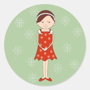 Sticker Rond Ballerine illusima Noël Fille Verte