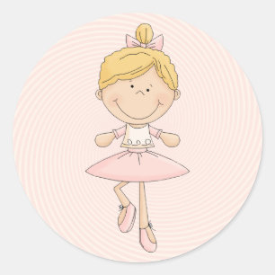 Sticker Rond Ballerine mignonne de blonde de bande dessinée