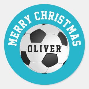 Sticker Rond Balles de Football pour Enfants Nom Noël