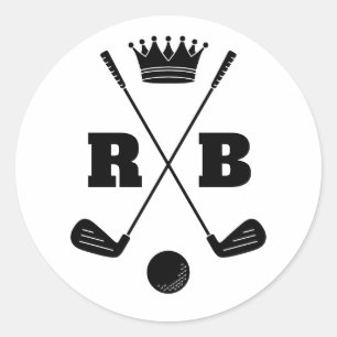 Sticker Rond Balles de golf personnalisées avec votre nom et vo