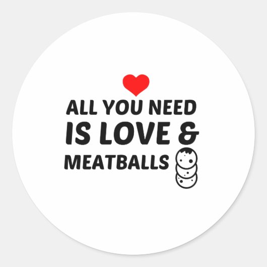 STICKER ROND BALLES DE VIANDE ET AMOUR (Devant)