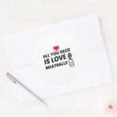 STICKER ROND BALLES DE VIANDE ET AMOUR (Enveloppe)