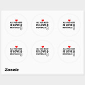 STICKER ROND BALLES DE VIANDE ET AMOUR (Feuille)
