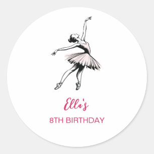Sticker Rond Ballet Ballerina Fille de fête d'anniversaire