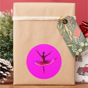 Sticker Rond Ballet Ballerina Pose Violet brillant Couleurs