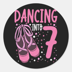Sticker Rond Ballet Dansant En 7 Anniversaire Ballerina Girls
