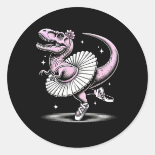 Sticker Rond Ballet Dansant T-rex À Tutu Et Chaussons