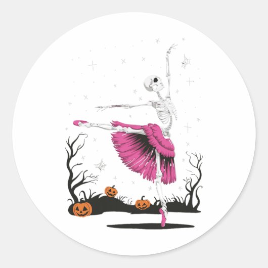 Sticker Rond Ballet de squelette 1 (Devant)